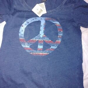 Lucky Brand Navy Peace Sign Juniors Tee